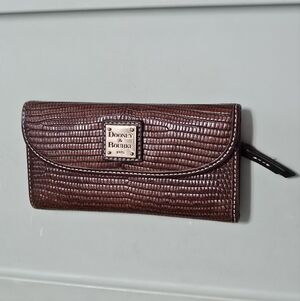 Dooney & Bourke Grey Lizard Embossed Continental Clutch Wallet